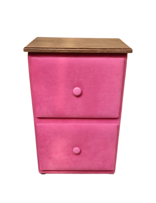 Velador Doble Cajón Rosado Felpa