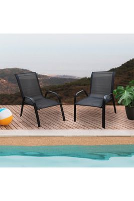 Imagen 2 del producto Pack 4 Sillas de Terraza Textileno y Acero Negro