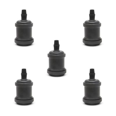 Pack 5 Soquetes E-27 Retro Negro Vintage