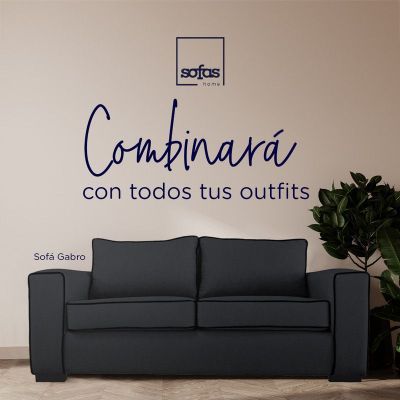 Imagen 2 del producto Sofá Gabro Chenille Tipo Lino Grafito 3 Cuerpos