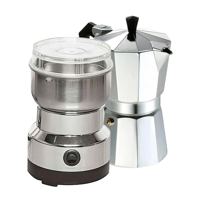 Moledor Eléctrico De Café + Cafetera Italiana Greca 9 Tazas
