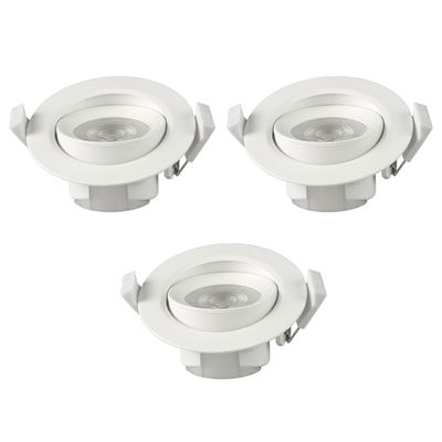 Pack 3 Foco Basculante LED Embutido Spot 6,5W 3000K Redondo Para Cielo