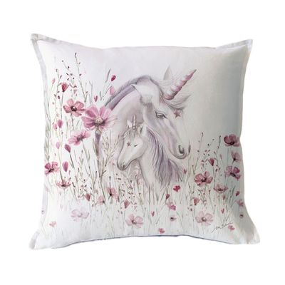 FUNDA COJÍN ALGODÓN UNICORNIO 45X45