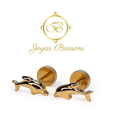 Imagen 2 del producto Aros Abridor Bebe Delfín Lamina Oro 20 k cierre clic