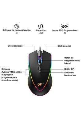 Imagen 2 del producto Mouse Gamer 6400 DPI 7D MS1017 Negro