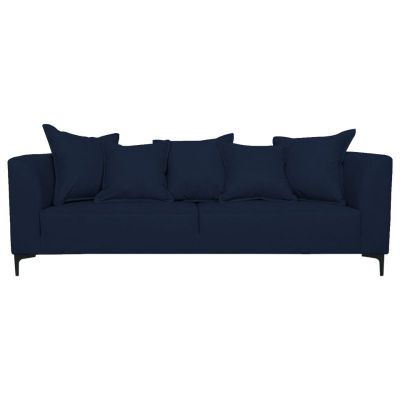 Sofá Cordelia Chenille Tipo Lino Azul 3 Cuerpos