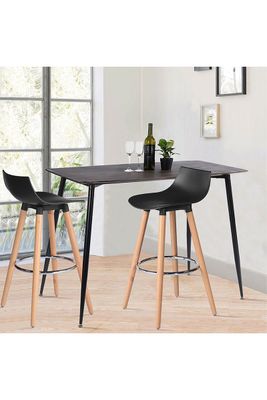 Imagen 2 del producto Pack 2 Pisos Bar Patas Madera y Reposapiés Negro