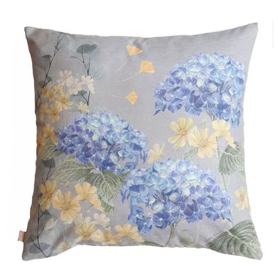 FUNDA COJÍN GAMUZA HORTENSIAS 45X45