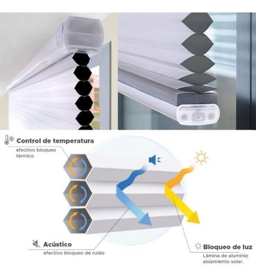 Imagen 2 del producto Cortina Honeycomb Termoacústica Blanca 180x240cm