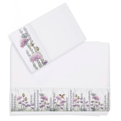 Juego de Sábanas 1,5 Plazas Jardín Silvestre Lila