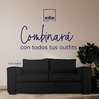 Imagen 2 del producto Sofá Gabro Felpa Negro 3 Cuerpos