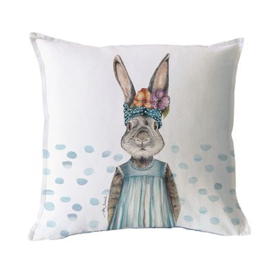 FUNDA COJÍN ALGODÓN CONEJA FLORA 45X45
