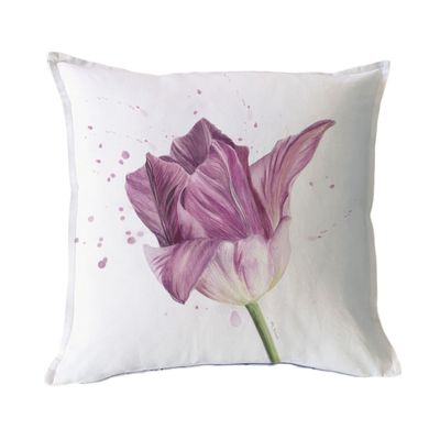 FUNDA COJÍN ALGODÓN TULIPÁN LILA 45X45