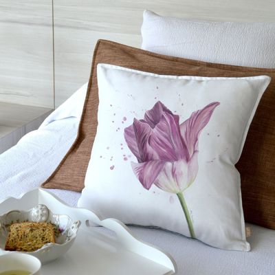 Imagen 2 del producto FUNDA COJÍN ALGODÓN TULIPÁN LILA 45X45