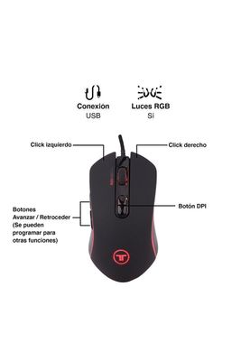 Imagen 2 del producto Mouse Gamer M14 3200 DPI Luces Led RGB USB Negro