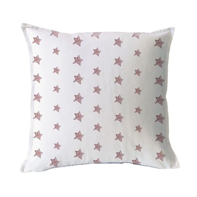 FUNDA COJÍN ALGODÓN ESTRELLITAS ROSA 45X45