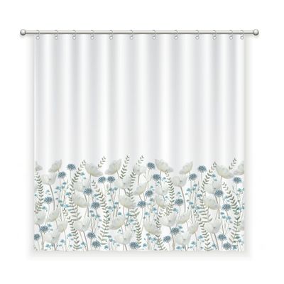 CORTINA BAÑO ALGODÓN AMAPOLAS Y AZULITO