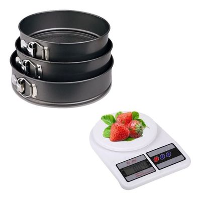 Set 3 Moldes Redondos + Balanza De Cocina