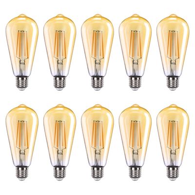 Pack 10 Ampolletas LED E-27 Filamento 8W ST64 SEC