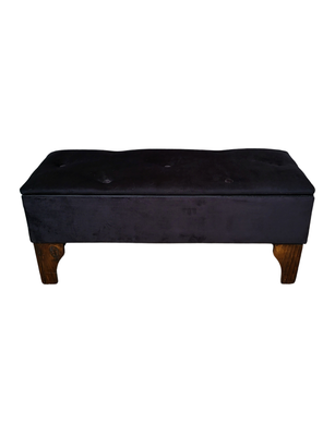 Banqueta  Baúl Botone Negro Felpa  Rimar