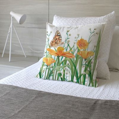 Imagen 2 del producto FUNDA COJÍN ALGODÓN JARDÍN DE FLORES AMAPOLA 45X45