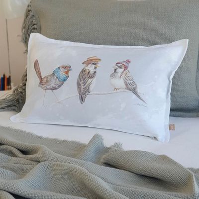Imagen 2 del producto FUNDA COJÍN ALGODÓN  PAJARITOS AMIGOS 50X30