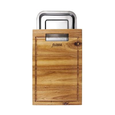 Tabla de Madera Acacia con Bandeja de Acero – Wayu