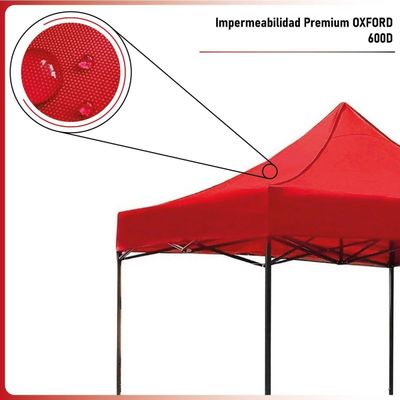 Imagen 2 del producto Toldo Plegable 3x3 Carpa Impermeable Protección UV Rojo