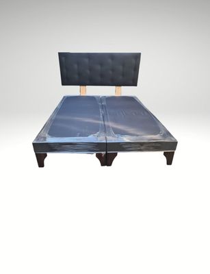 Base Div 2P + Respaldo Botoné Negro Felpa