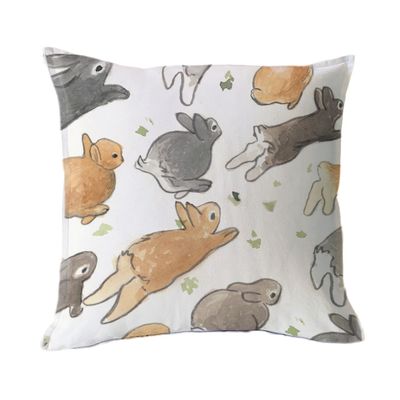 FUNDA COJÍN ALGODÓN CONEJOS CORRIENDO 45X45