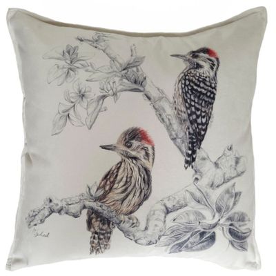 FUNDA COJÍN VELVET ENCANTO CARPINTERITOS 45X45