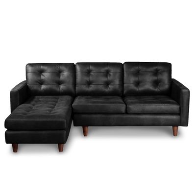 SOFA CHAISELONG IZQ NAPOLES CUERO KETUCKY NEGRO