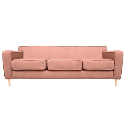 Sofá Lilen Chenille Tipo Lino Palo Rosa 3 Cuerpos