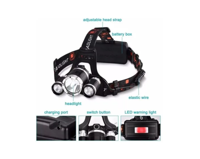 Imagen 2 del producto Linterna Frontal 5000 Lumenes Led Minero