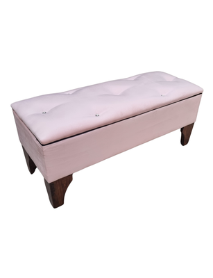 Imagen 2 del producto Banqueta Baúl Botone Rosa Pastel Felpa Botón Diamante Rimar