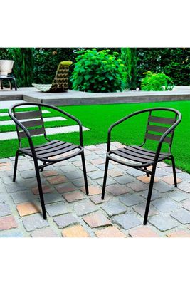 Imagen 2 del producto Pack 4 Sillas de Terraza Acero y Aluminio Negro