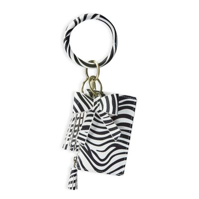 Imagen 2 del producto Ecosusi Llavero De Pulsera Para Mujer Con Borla Y Lazo- Zebra
