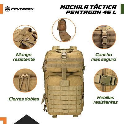 Imagen 2 del producto Mochila Tactica Militar Outdoor Pentagon 45L Impermeable