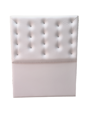 Respaldo 1.5 Plazas a Piso Botón Diamante Blanco Eco Cuero Muebles Rimar