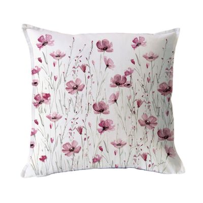 FUNDA COJÍN ALGODÓN FLORCITAS UNICORNIO 45X45