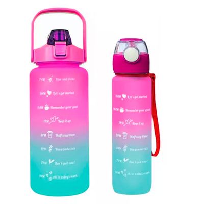 Pack 2 Botellas Agua Motivacionales De 2 Litros Y 900 Ml