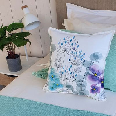 Imagen 2 del producto FUNDA COJÍN ALGODÓN JARDÍN DE FLORES PENSAMIENTO 45X45