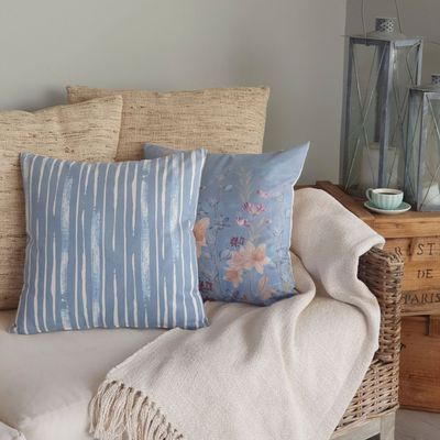 Imagen 2 del producto FUNDA COJÍN GAMUZA LINEAL CELESTE 45X45