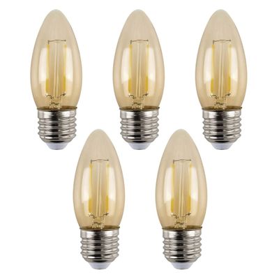 Pack 5 Ampolletas Filamento LED Vela E-27 4W