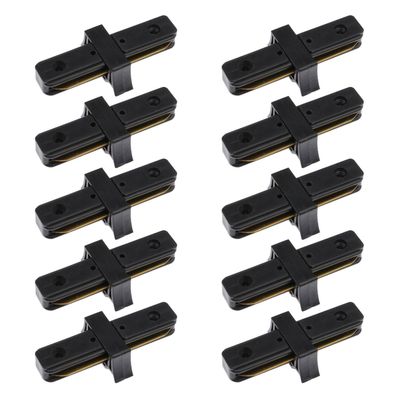Pack 10 Conectores Para Carril Monofásico De Iluminación LED ""Recto"" Negro