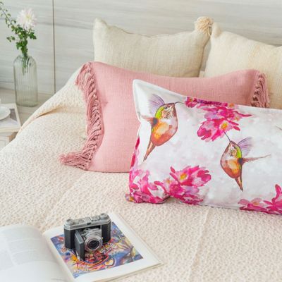 Imagen 2 del producto FUNDA COJÍN ALGODÓN  PICAFLOR FLOR FUCSIA XL