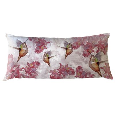 FUNDA COJÍN ALGODÓN  PICAFLOR FLOR FUCSIA XL