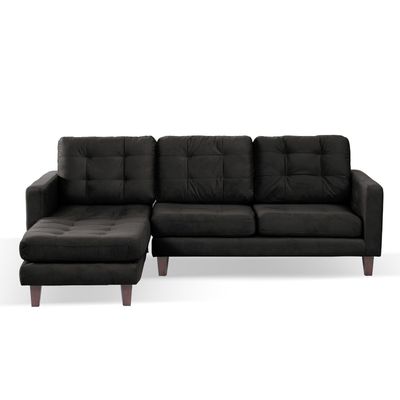 Sofa Seccional Izquierdo Napoles Tela Velvet Negro