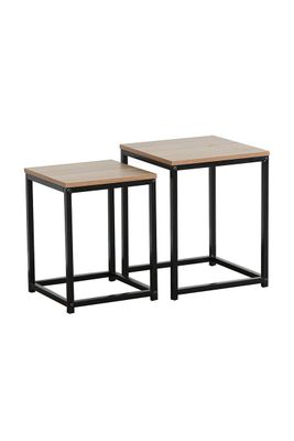 Set Mesas Laterales Auxiliares Industrial Café