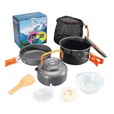 Set Ollas Outdoor Camping Cocinilla Utensilios Ds-308